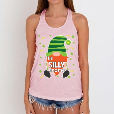 Funny St Patricks Day Silly Gnome Matching Gift Great Gift Women's Knotted Racerback Tank