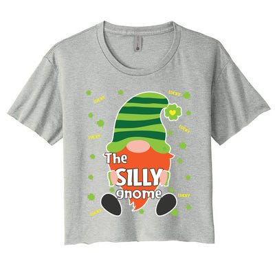 Funny St Patricks Day Silly Gnome Matching Gift Great Gift Women's Crop Top Tee