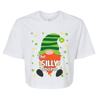 Funny St Patricks Day Silly Gnome Matching Gift Great Gift Bella+Canvas Jersey Crop Tee