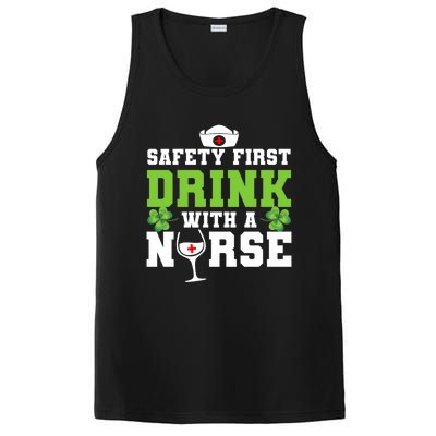 Funny St Patricks Day Safety First With A Nurse Cute Gift PosiCharge Competitor Tank