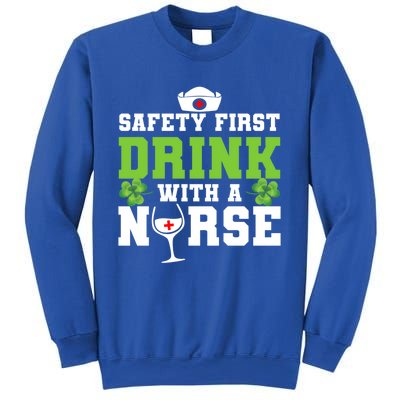 Funny St Patricks Day Safety First With A Nurse Cute Gift Sweatshirt