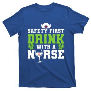 Funny St Patricks Day Safety First With A Nurse Cute Gift T-Shirt