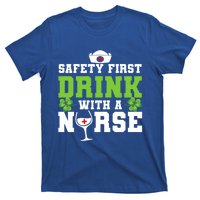 Funny St Patricks Day Safety First With A Nurse Cute Gift T-Shirt