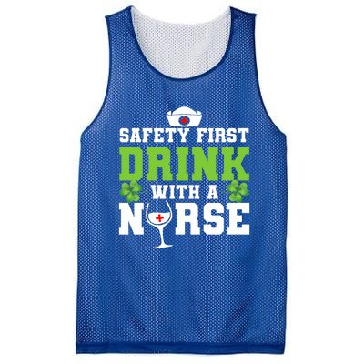 Funny St Patricks Day Safety First With A Nurse Cute Gift Mesh Reversible Basketball Jersey Tank