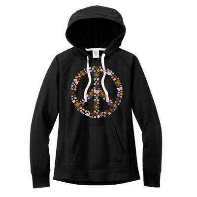 Floral Spring Peace Sign Women's Fleece Hoodie