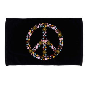 Floral Spring Peace Sign Microfiber Hand Towel