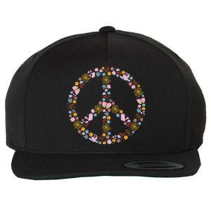 Floral Spring Peace Sign Wool Snapback Cap