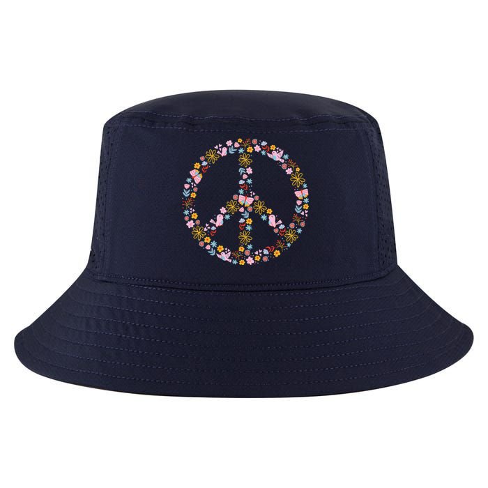 Floral Spring Peace Sign Cool Comfort Performance Bucket Hat