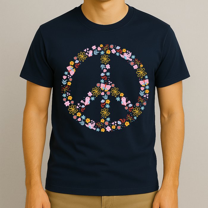 Floral Spring Peace Sign T-Shirt