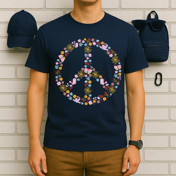 Floral Spring Peace Sign T-Shirt