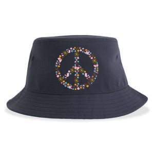 Floral Spring Peace Sign Sustainable Bucket Hat