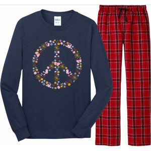 Floral Spring Peace Sign Long Sleeve Pajama Set