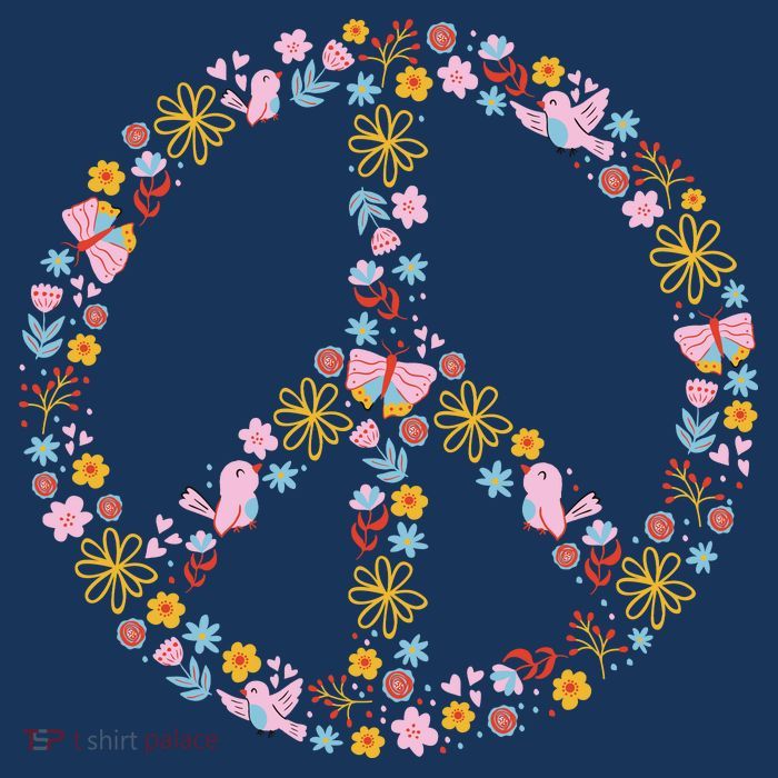 Floral Spring Peace Sign Ladies Essential Flowy Tank