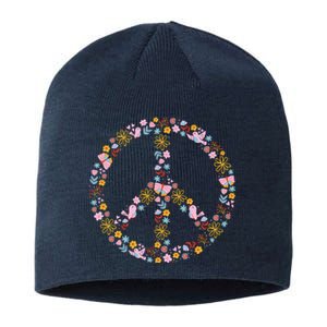 Floral Spring Peace Sign Sustainable Beanie