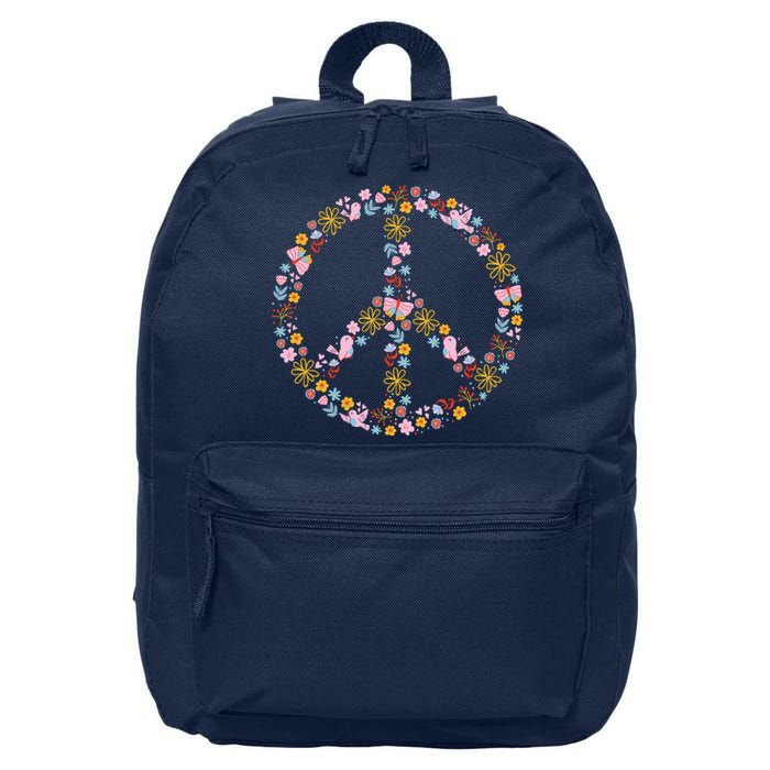 Floral Spring Peace Sign 16 in Basic Backpack