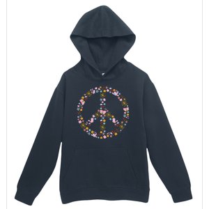 Floral Spring Peace Sign Urban Pullover Hoodie