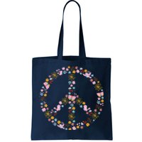 Floral Spring Peace Sign Tote Bag