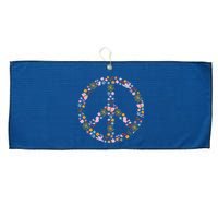 Floral Spring Peace Sign Large Microfiber Waffle Golf Towel