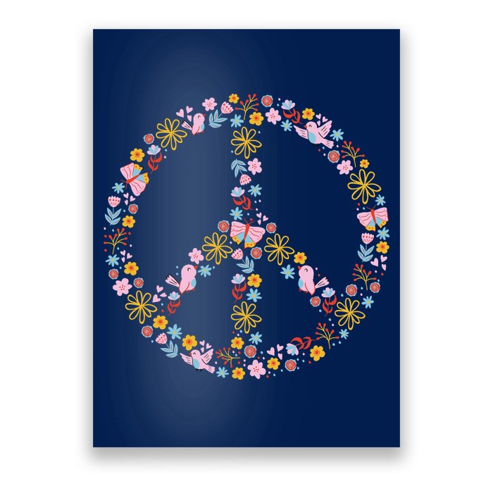 Floral Spring Peace Sign Poster