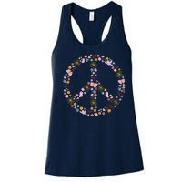 Floral Spring Peace Sign Women's Racerback Tank