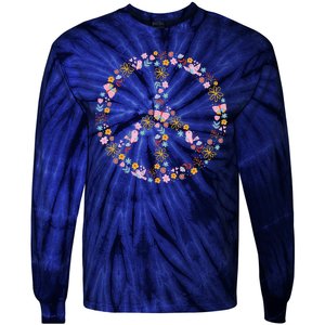 Floral Spring Peace Sign Tie-Dye Long Sleeve Shirt