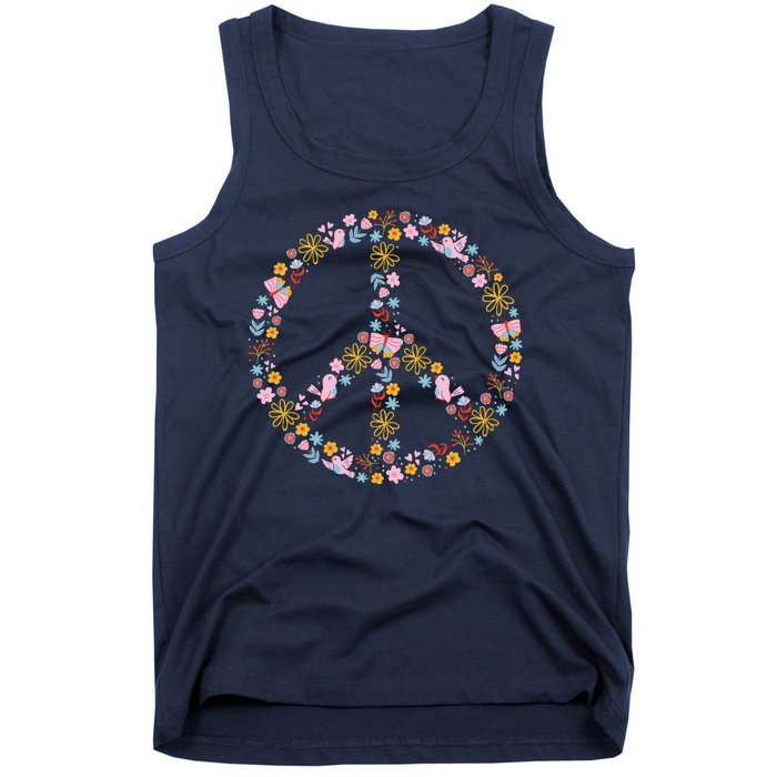 Floral Spring Peace Sign Tank Top