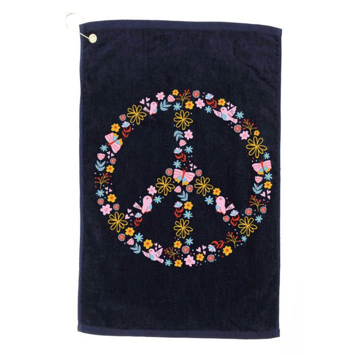 Floral Spring Peace Sign Platinum Collection Golf Towel