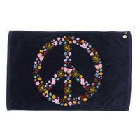 Floral Spring Peace Sign Grommeted Golf Towel