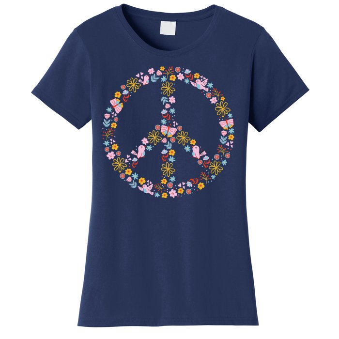 Floral Spring Peace Sign Women's T-Shirt