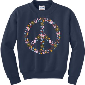 Floral Spring Peace Sign Kids Sweatshirt