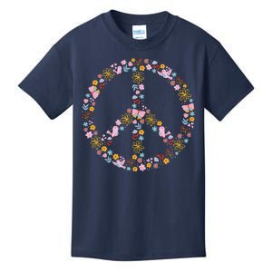 Floral Spring Peace Sign Kids T-Shirt