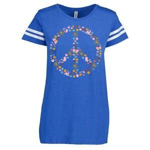 Floral Spring Peace Sign Enza Ladies Jersey Football T-Shirt