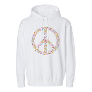 Floral Spring Peace Sign Garment-Dyed Fleece Hoodie