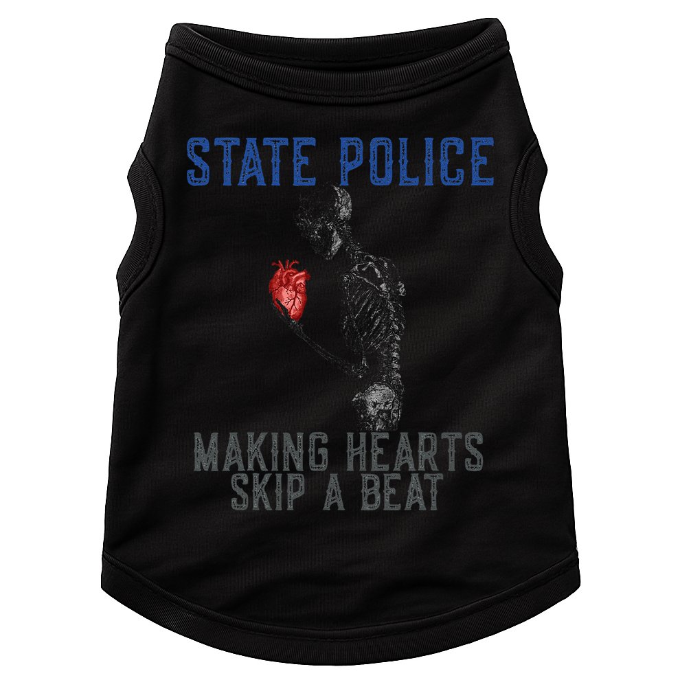 Funny State Police Making Hearts Skip Beat Skeleton Design Doggie Tank
