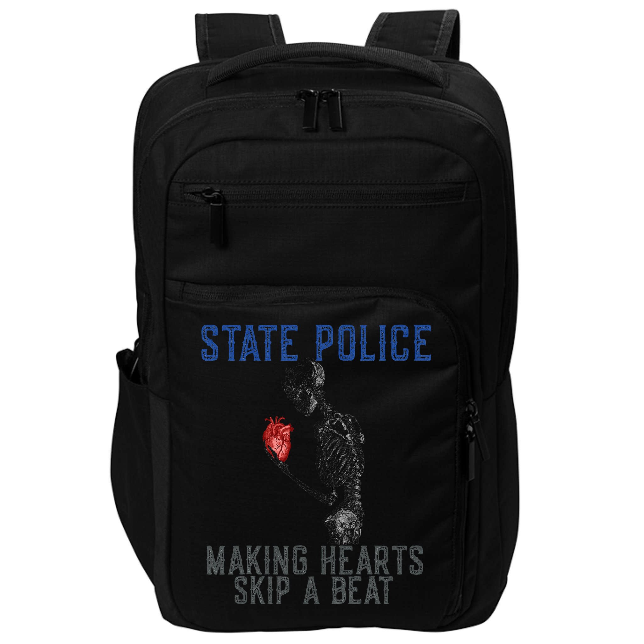 Funny State Police Making Hearts Skip Beat Skeleton Design Impact Tech Backpack