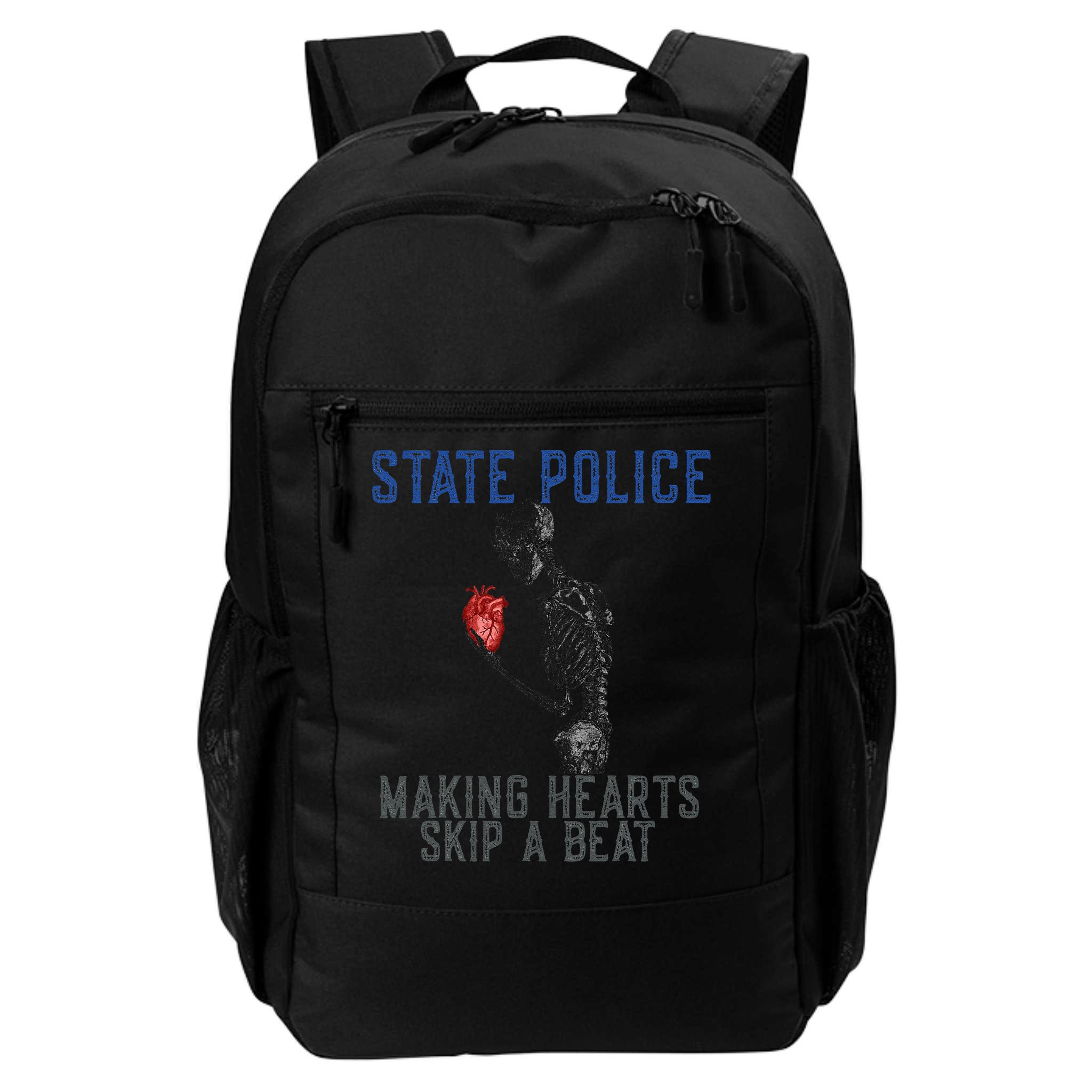 Funny State Police Making Hearts Skip Beat Skeleton Design Backpack