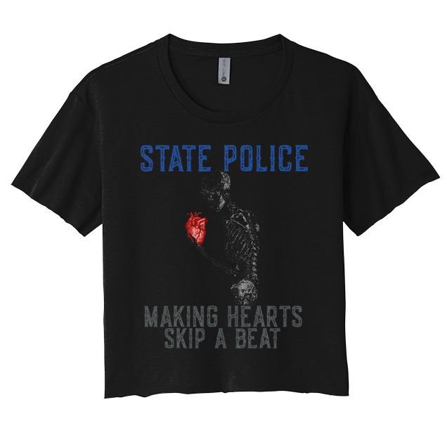 Funny State Police Making Hearts Skip Beat Skeleton Design Women's Crop Top Tee