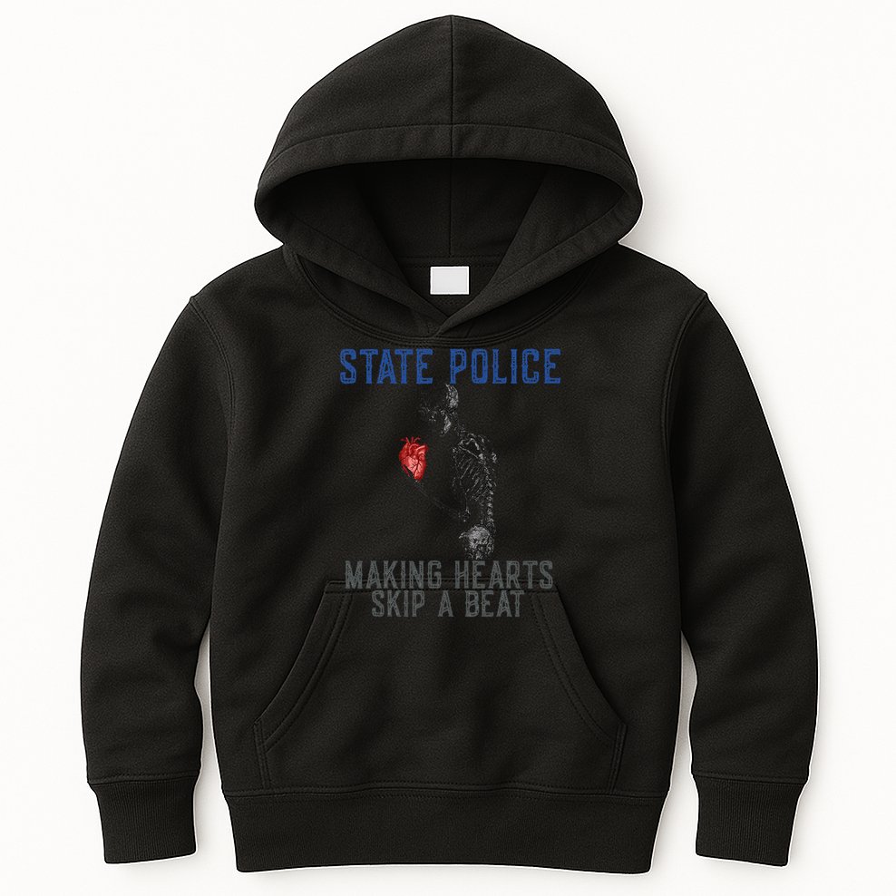 Funny State Police Making Hearts Skip Beat Skeleton Design Kids Hoodie