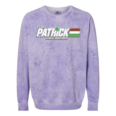 Funny Saint Patricks Day Real Irish Hero Retro Military Gift Colorblast Crewneck Sweatshirt