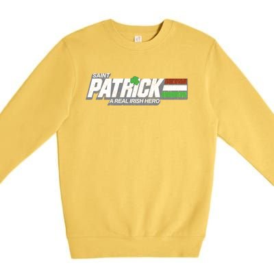 Funny Saint Patricks Day Real Irish Hero Retro Military Gift Premium Crewneck Sweatshirt