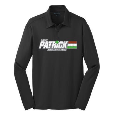 Funny Saint Patricks Day Real Irish Hero Retro Military Gift Silk Touch Performance Long Sleeve Polo