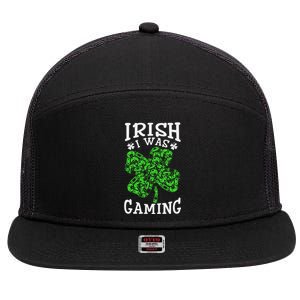 Funny St Patricks Day Funny Gamer Shamrock Video Games Lover 7 Panel Mesh Trucker Snapback Hat