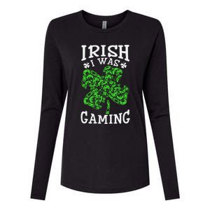 Funny St Patricks Day Funny Gamer Shamrock Video Games Lover Womens Cotton Relaxed Long Sleeve T-Shirt