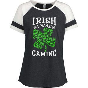 Funny St Patricks Day Funny Gamer Shamrock Video Games Lover Enza Ladies Jersey Colorblock Tee