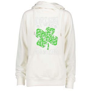 Funny St Patricks Day Funny Gamer Shamrock Video Games Lover Womens Funnel Neck Pullover Hood