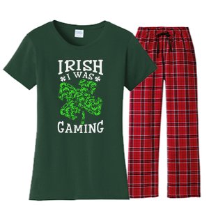 Funny St Patricks Day Funny Gamer Shamrock Video Games Lover Women's Flannel Pajama Set