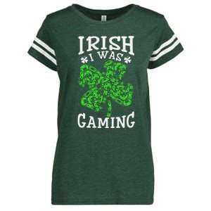 Funny St Patricks Day Funny Gamer Shamrock Video Games Lover Enza Ladies Jersey Football T-Shirt