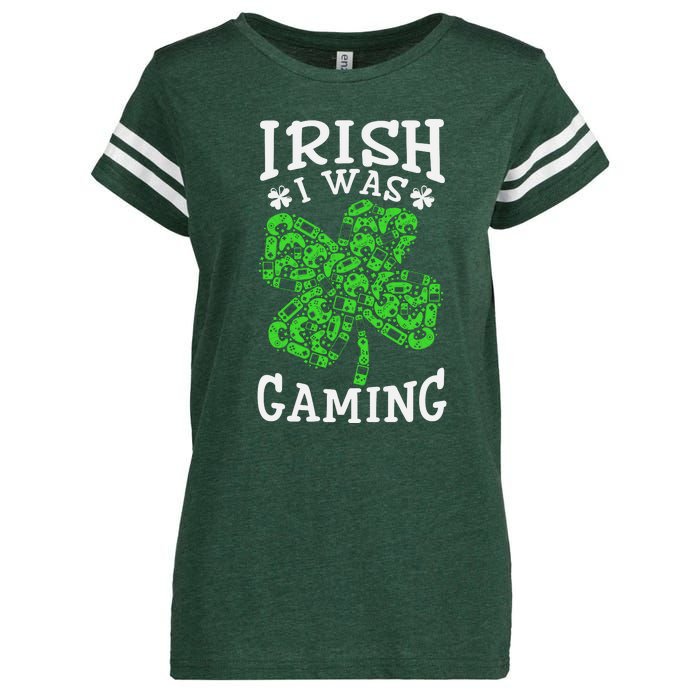 Funny St Patricks Day Funny Gamer Shamrock Video Games Lover Enza Ladies Jersey Football T-Shirt