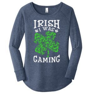 Funny St Patricks Day Funny Gamer Shamrock Video Games Lover Women's Perfect Tri Tunic Long Sleeve Shirt