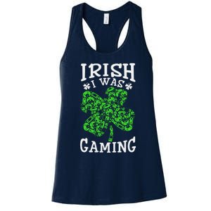 Funny St Patricks Day Funny Gamer Shamrock Video Games Lover Women's Racerback Tank